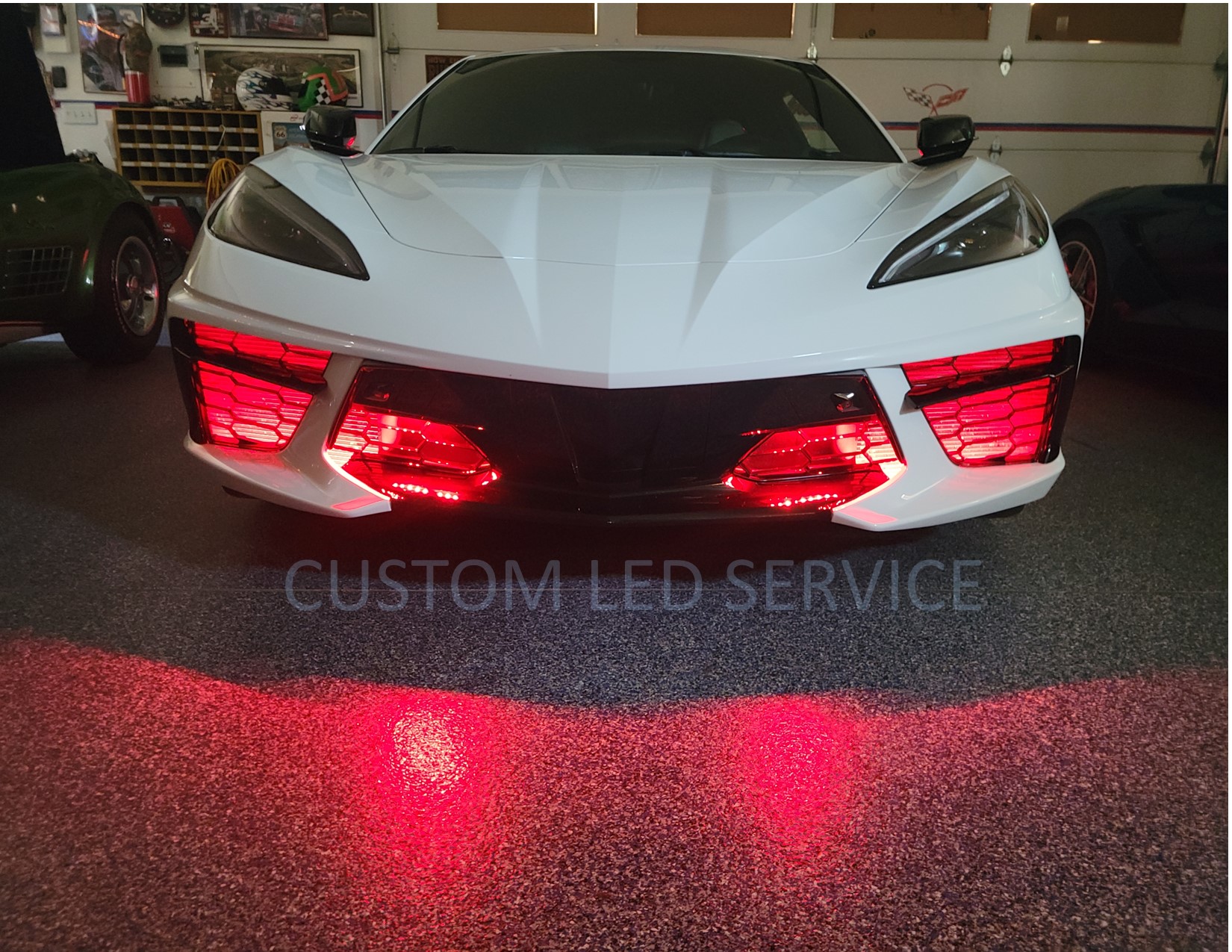 Red Corvette C8 front grill with Custom L.E.D. lighting